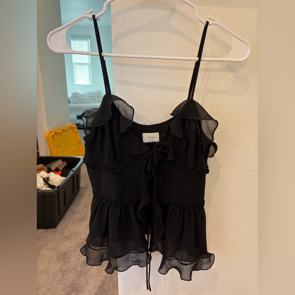 Aritzia Black Ruffled Camisole